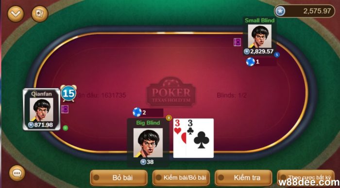 bàn cược poker w88